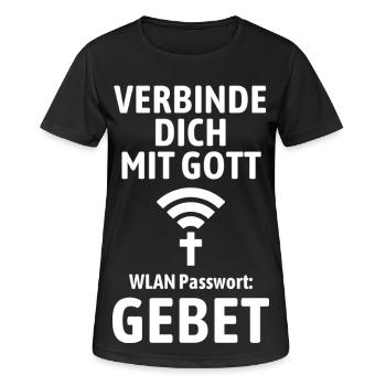Verbinde dich mit Gott - Gebet WLAN - Frauen T-Shirt atmungsaktiv - Schwarz - Vorne - AI Model Female 172 light (172cm)