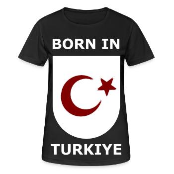 Born in Türkiye Shield - Frauen T-Shirt atmungsaktiv - Schwarz - Vorne - AI Model Female 172 light (172cm)