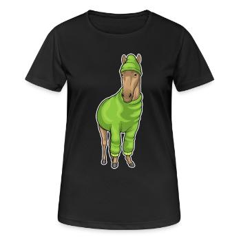 Horse Winter Hat - Women's Breathable T-Shirt - black - Front - AI Model Female 172 light (172cm)