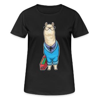 Alpaka Sekretärin Ordner Büro - Frauen T-Shirt atmungsaktiv - Schwarz - Vorne - AI Model Female 172 light (172cm)