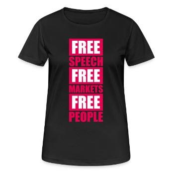 Marché de la liberté d’expression Peuple Libertarian Freedom Logo - T-shirt respirant Femme - noir - Devant - AI Model Female 172 light (172cm)