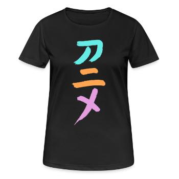 Anime (Trickfilm) Japanisch Schriftzeichen -TUSCHE - Frauen T-Shirt atmungsaktiv - Schwarz - Vorne - AI Model Female 172 light (172cm)