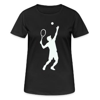 Tennis Silhouette im Sprung - Frauen T-Shirt atmungsaktiv - Schwarz - Vorne - AI Model Female 172 light (172cm)