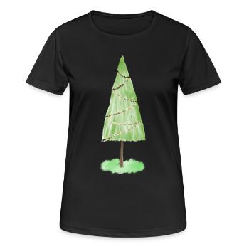 Festliche Tannenschmuck-Grafik - Frauen T-Shirt atmungsaktiv - Schwarz - Vorne - AI Model Female 172 light (172cm)