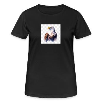 Portrait de tête d’aigle à l’aquarelle - T-shirt respirant Femme - noir - Devant - AI Model Female 172 light (172cm)