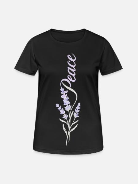 Lavendel Peace Aquarell Botanik - Frauen T-Shirt atmungsaktiv - Schwarz