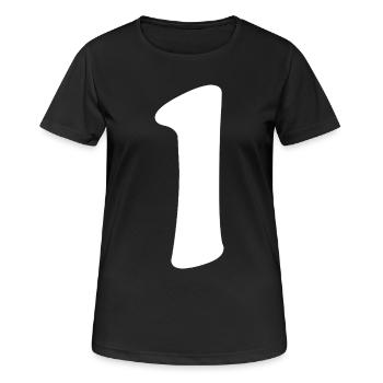 Eins: Minimalistische Ziffer 1 | Erster - Frauen T-Shirt atmungsaktiv - Schwarz - Vorne - AI Model Female 172 light (172cm)