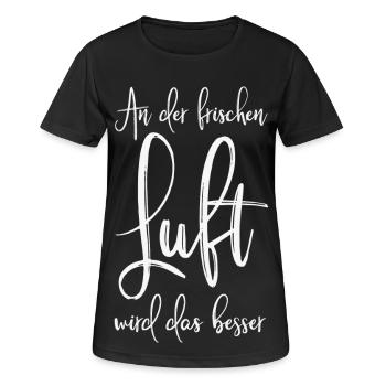 An der frischen Luft wird das besser - Frauen T-Shirt atmungsaktiv - Schwarz - Vorne - AI Model Female 172 light (172cm)