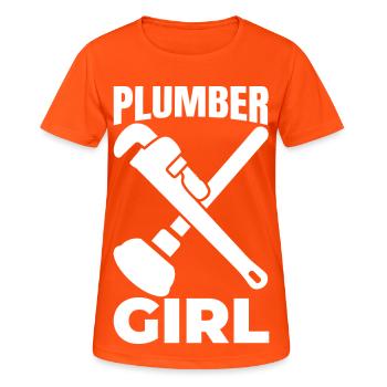 Plombier - T-shirt respirant Femme - orange néon - Devant - AI Model Female 172 dark (172cm)