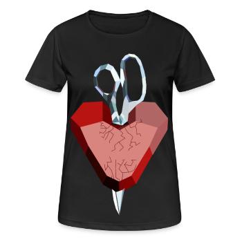 Gebrochenes Herz aus Rubin und Diamant - Frauen T-Shirt atmungsaktiv - Schwarz - Vorne - AI Model Female 172 light (172cm)