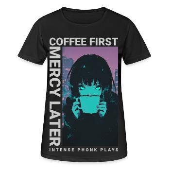 Café d'abord Miséricorde plus tard Anime Girl Cyberpunk - T-shirt respirant Femme - noir - Devant - AI Model Female 172 light (172cm)