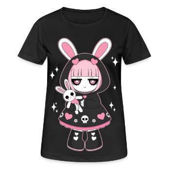 Café d'abord Miséricorde plus tard Anime Girl Cyberpunk - T-shirt respirant Femme - noir - Devant - AI Model Female 172 light (172cm)