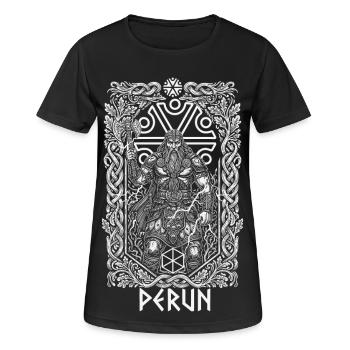 Dieu du Tonnerre Slave de Pérun - T-shirt respirant Femme - noir - Devant - AI Model Female 172 light (172cm)