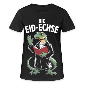 Eid-Echse lustiges Justiz Motiv - Frauen T-Shirt atmungsaktiv - Schwarz - Vorne - AI Model Female 172 light (172cm)