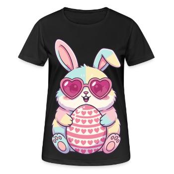 Pastellhäschen mit Herzbrille und Ei - Frauen T-Shirt atmungsaktiv - Schwarz - Vorne - AI Model Female 172 light (172cm)