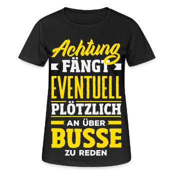 Achtung Über Busse Reden - Frauen T-Shirt atmungsaktiv - Schwarz - Vorne - AI Model Female 172 light (172cm)
