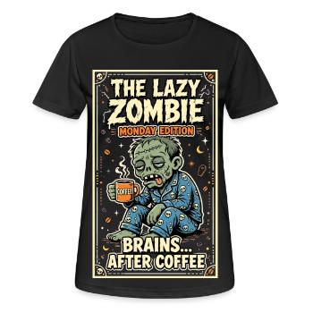 Lazy Zombie Monday Coffee Humor - Women's Breathable T-Shirt - black - Front - AI Model Female 172 light (172cm)