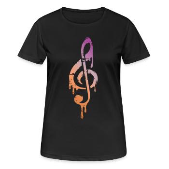 Chute de couleur de la clé de musique - musique de clé de sol - T-shirt respirant Femme - noir - Devant - AI Model Female 172 light (172cm)