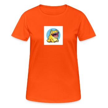 Laughing frog in cartoon style - Women's Breathable T-Shirt - neon orange - Front - AI Model Female 172 dark (172cm)