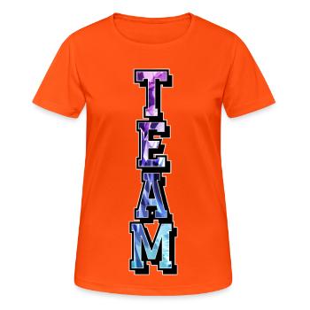 Équipe - T-shirt respirant Femme - orange néon - Devant - AI Model Female 172 dark (172cm)