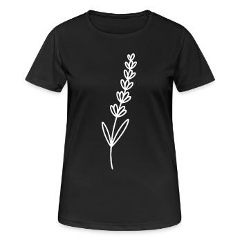 Lavender Lines: Minimalist Flowers - Women's Breathable T-Shirt - black - Front - AI Model Female 172 light (172cm)
