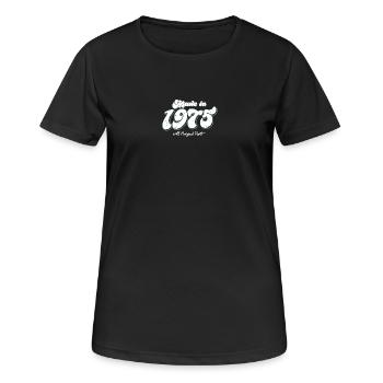 Vintage, 1973, Rétro, Typographie, Design - T-shirt respirant Femme - noir - Devant - AI Model Female 172 light (172cm)