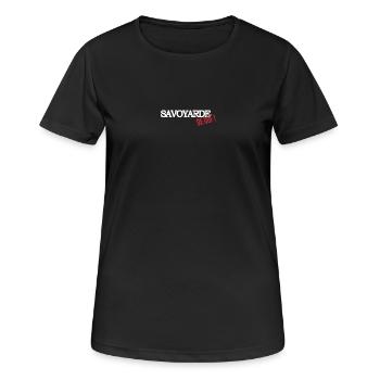 Savoyarde de ouf (blanc) - T-shirt respirant Femme - noir - Devant - AI Model Female 172 light (172cm)