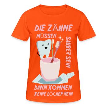 Pediatric dentist saying - Women's Breathable T-Shirt - neon orange - Front - AI Model Female 172 dark (172cm)