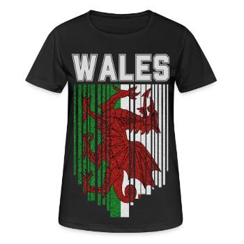 Flagge von Wales, walisischer Stolz - Frauen T-Shirt atmungsaktiv - Schwarz - Vorne - AI Model Female 172 light (172cm)
