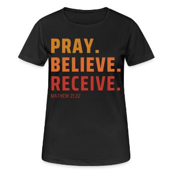 Pray Believe Receive Gradient - Women's Breathable T-Shirt - black - Front - AI Model Female 172 light (172cm)