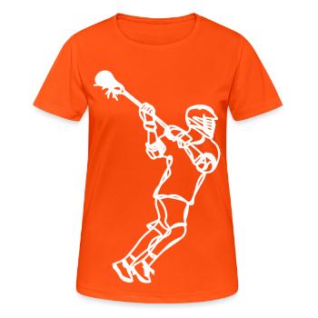 Lacrosse Professional Drawing - Women's Breathable T-Shirt - neon orange - Front - AI Model Female 172 dark (172cm)
