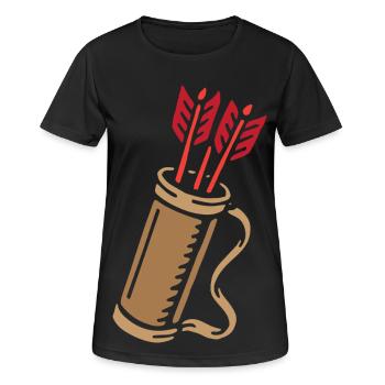 Bogenschießen Bogenschütze Pfeilköcher - Frauen T-Shirt atmungsaktiv - Schwarz - Vorne - AI Model Female 172 light (172cm)