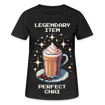 Objet légendaire : Chai parfait | Chai Latte - T-shirt respirant Femme - noir - Devant - AI Model Female 172 light (172cm)