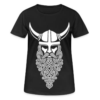Viking Chef Barbe Tressée Mascotte Casque Nordique - T-shirt respirant Femme - noir - Devant - AI Model Female 172 light (172cm)
