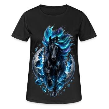 Moon Crystal Horse – Cosmic Horse Design - Women's Breathable T-Shirt - black - Front - AI Model Female 172 light (172cm)