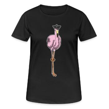 Jambe en bois de Flamingo Pirate - T-shirt respirant Femme - noir - Devant - AI Model Female 172 light (172cm)