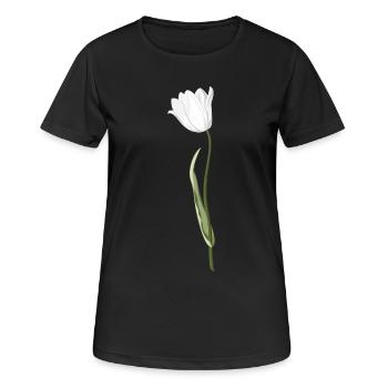 Eleganter Blumenmotiv in Weiß - Frauen T-Shirt atmungsaktiv - Schwarz - Vorne - AI Model Female 172 light (172cm)