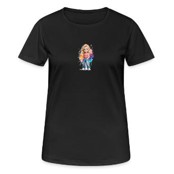 Fille de style de rue avec explosion de couleurs - T-shirt respirant Femme - noir - Devant - AI Model Female 172 light (172cm)