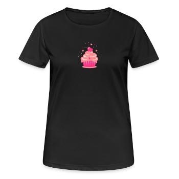süsses Törtchen mit Sahne Herz und Liebesperlen - Frauen T-Shirt atmungsaktiv - Schwarz - Vorne - AI Model Female 172 light (172cm)