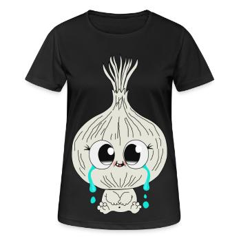 Zwiebel - Frauen T-Shirt atmungsaktiv - Schwarz - Vorne - AI Model Female 172 light (172cm)