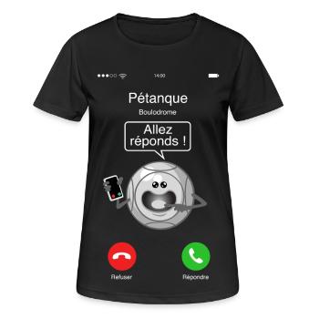 Appel de la pétanque - T-shirt respirant Femme - noir - Devant - AI Model Female 172 light (172cm)