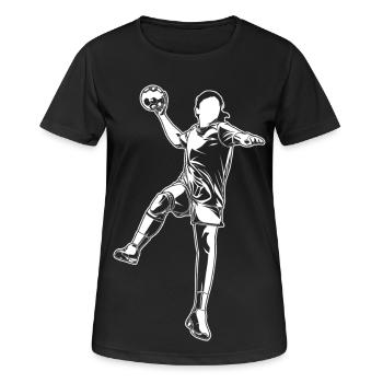 Weiblicher Handballer - Frauen T-Shirt atmungsaktiv - Schwarz - Vorne - AI Model Female 172 light (172cm)