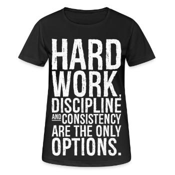 le travail acharné, la discipline et la cohérence sont les clés - T-shirt respirant Femme - noir - Devant - AI Model Female 172 light (172cm)