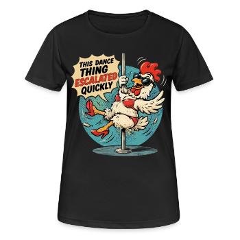 Poulet Danse à la Barre Humour Décalé - Frauen T-Shirt atmungsaktiv - Schwarz - Vorne - AI Model Female 172 light (172cm)