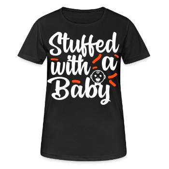 Stuffed with Baby Ausgestopft Schwanger Pregnant - Frauen T-Shirt atmungsaktiv - Schwarz - Vorne - AI Model Female 172 light (172cm)