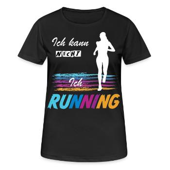 🚫NEIN zu Unwichtigem 🏃JA zu Laufen & Sport - Frauen T-Shirt atmungsaktiv - Schwarz - Vorne - AI Model Female 172 light (172cm)