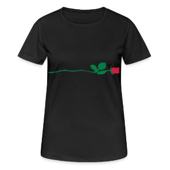 Rote Rose - Frauen T-Shirt atmungsaktiv - Schwarz - Vorne - AI Model Female 172 light (172cm)
