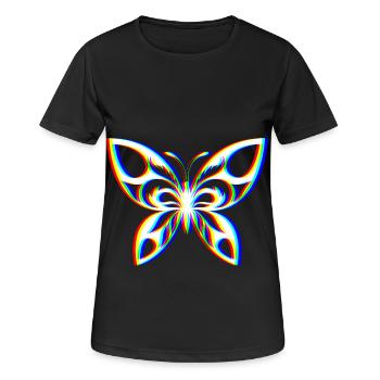 EDM Tricolore - Papillon - Glitch - Style rave - T-shirt respirant Femme - noir - Devant - AI Model Female 172 light (172cm)
