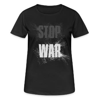 STOP WAR – NO WAR - PEACE - Women's Breathable T-Shirt - black - Front - AI Model Female 172 light (172cm)