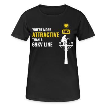 Lineman Valentine 69kV Line Attraction Humor Liebe - Frauen T-Shirt atmungsaktiv - Schwarz - Vorne - AI Model Female 172 light (172cm)